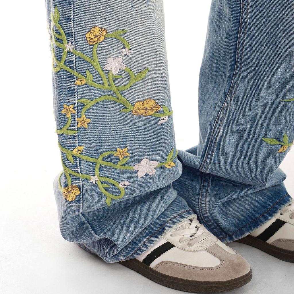 Jean délavé taille haute pour femme, pantalon à jambe droite polyvalent à la mode