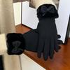Plush Women Anti-cold Gloves Bow Windproof Finger Mittens For Gift Thickened Suede Gloves  Winter