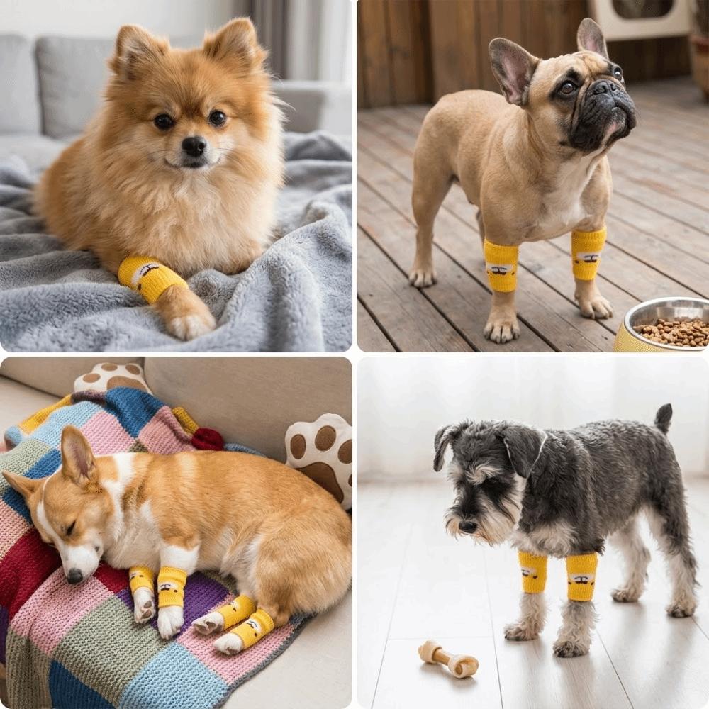 

4pcs Non Slip Pet Socks Stretchy Pet Joint Sleeve Easy On Off Dog Leg Sleeve Home Indoor Use S