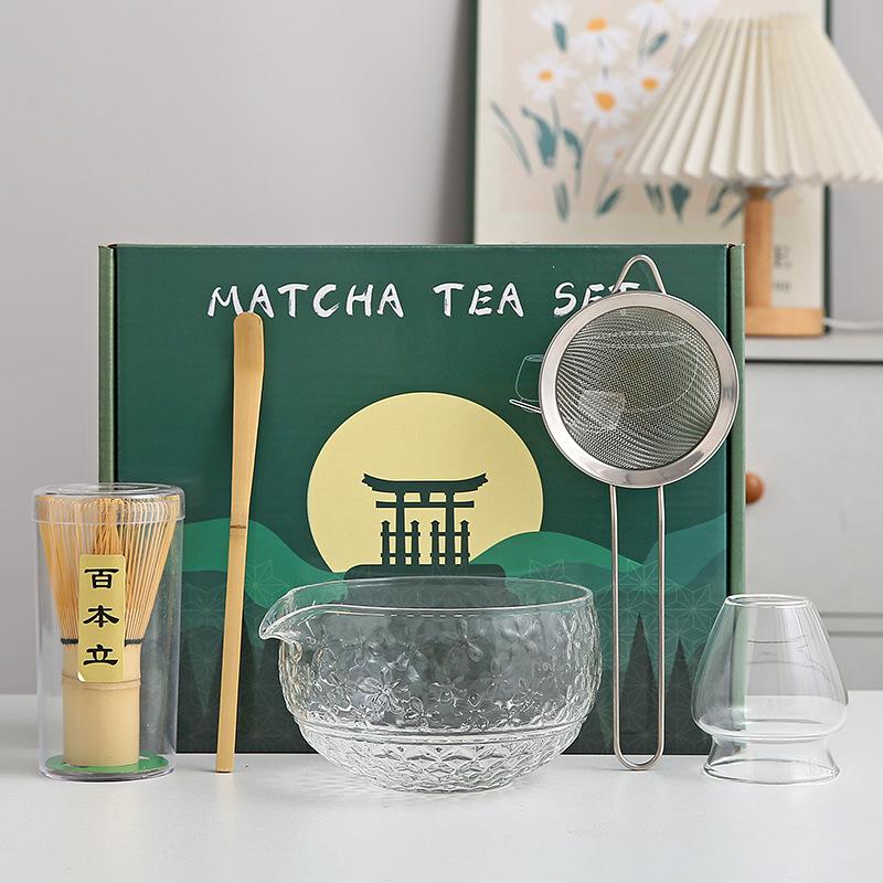 Japanese-style Glass Matcha Set, Matcha Bowl, Two-piece, Transparent, Tea Set, Matcha Whisking Tools, Tea Accessories, Gift