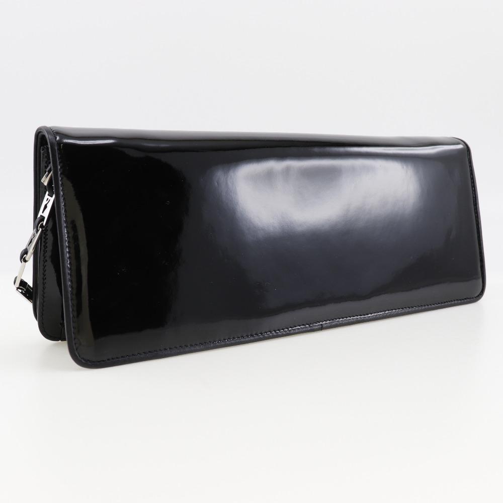 Salvatore Ferragamo ChainShoulder Shoulder Bag 21-4384 2-way Clutch Black Enamel Women Used