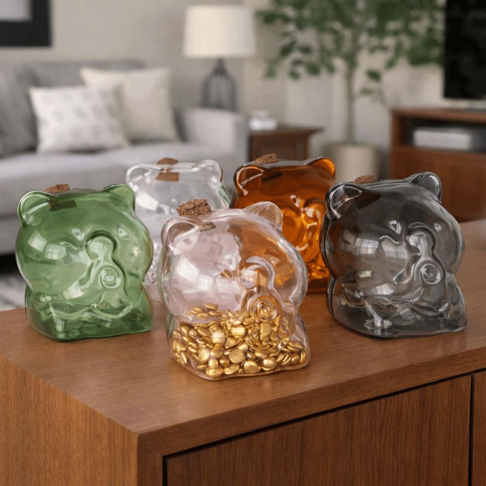 Transparent Piggy Money Bank Visible Glass Money Jar Multi-purpose Coins Saving Box  Adults