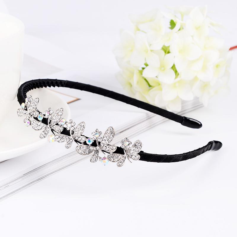 EASYA New Simple Handmade Butterfly Bowknot Hairbands Women Girls Fashion Rhinestone Crystal Flower Hair Accessories Jewelry