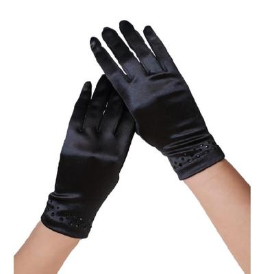 Elegant Full Finger Gloves Crystal Unique Outfits Short Gloves for Flapper Bride Wedding Dancing Accessories