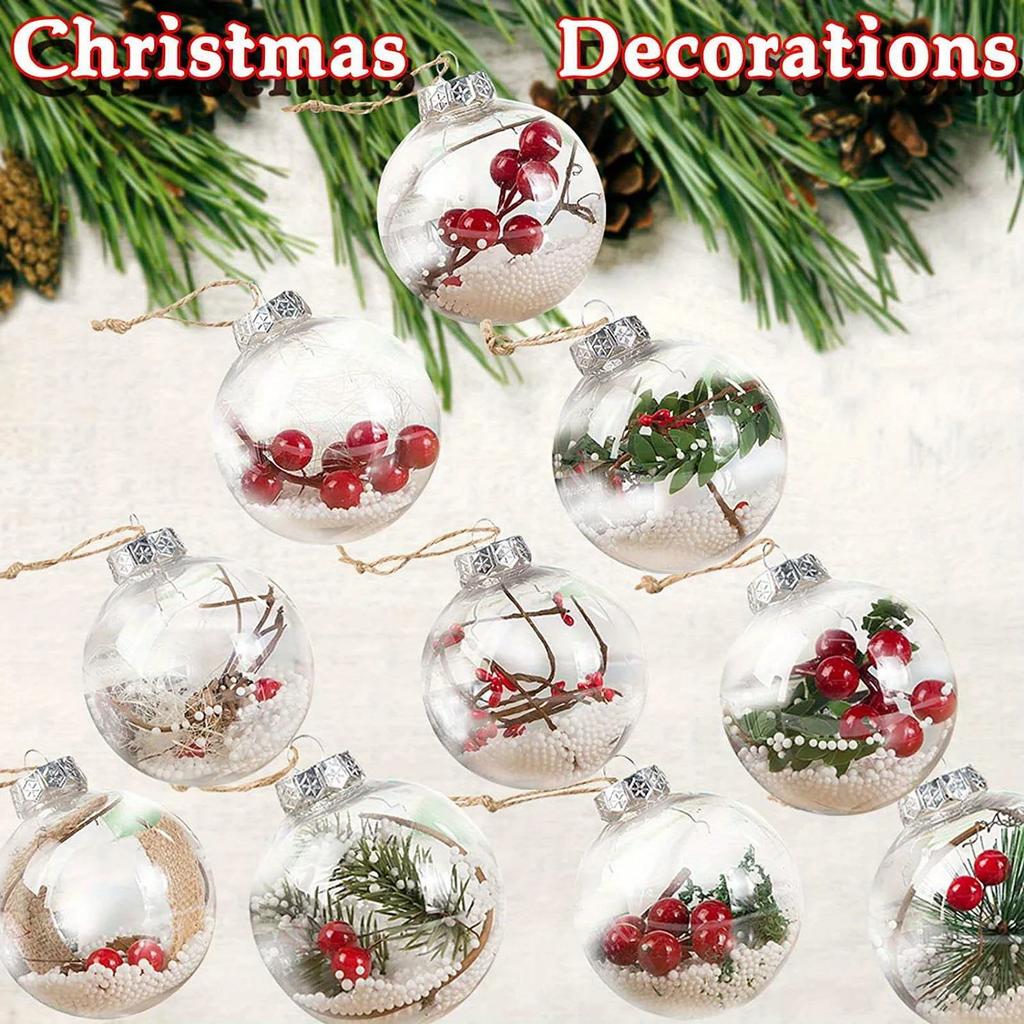A Top Quality DIY Christmas Ornaments Set - Plastic Light Bulb & Candy Bottle Shapes Hanging Decorations for Tree Party