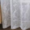 Spitzenvorhänge, Verdickte hochdichte transparente Vorhänge mit Blumenmuster, Wellenförmige Spitzen-Tüllvorhänge für Wohnzimmer, Schlafzimmer, Balkon, Weiches Licht