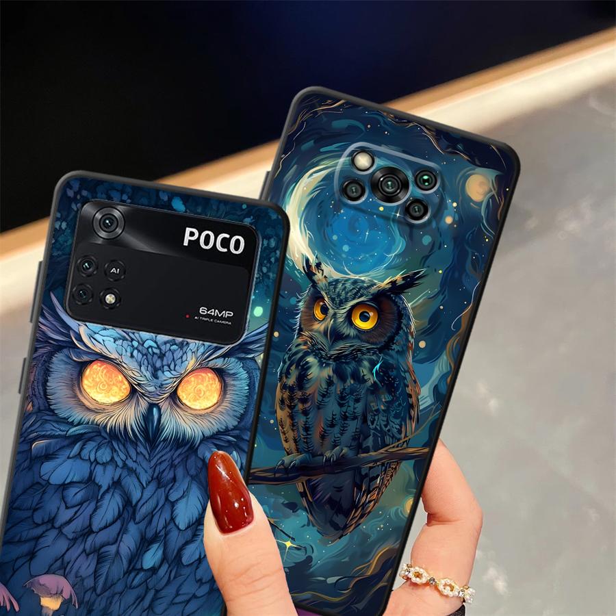 Hülle für Xiaomi Poco F8 C75 F3 C71 M3 M4 M7 C50 M5 F1 C61 X3 X4 X5 X7 Pro Funda Handyhülle Fantasy Eule