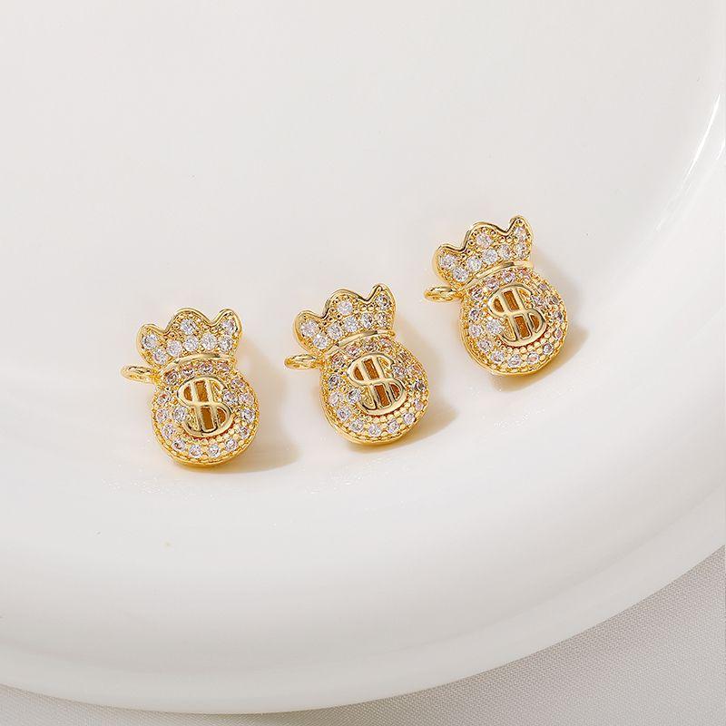 

Микро-инкрустация 14K Светлое золото Звезда Луна Снежинка DIY Циркон 27# purse 15mm