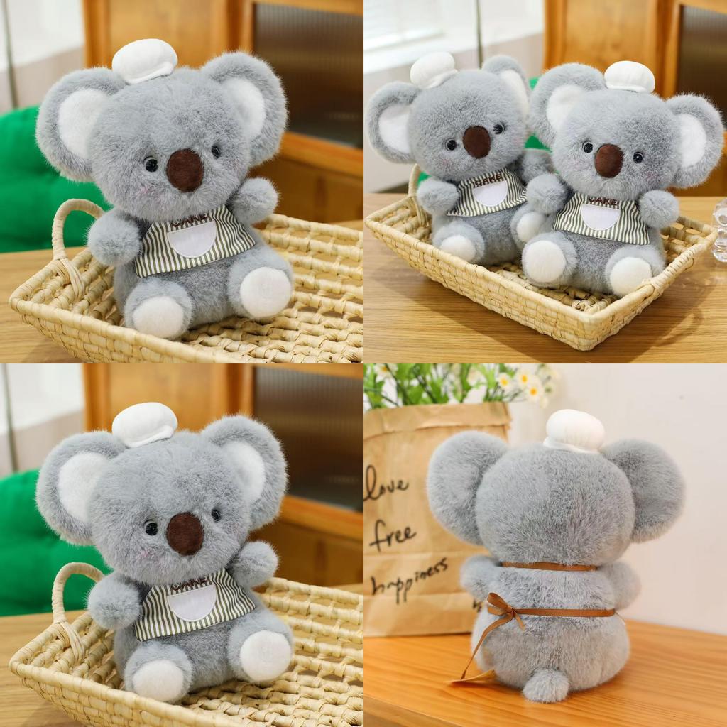 Koala Chef Cute Plush Doll With Striped Apron Decoration For Relaxing Gift And