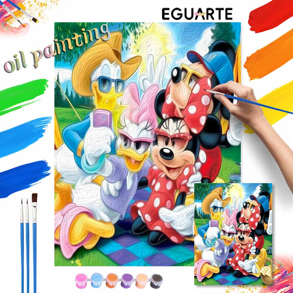 Disney Canvas Painting Kit Picnic Fun Home Decor Craft Perfect Gift IdeaCreative Disney Characters on Canvas DIY Art Project Gift Idea for Fans