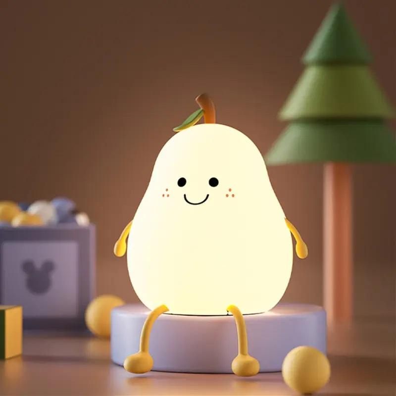 Cute Mini Silicone Kids Night Light Dimmable Duck Clapping Rechargeable Touch 7-Color Eco-Friendly Nursery Bedside Halloween