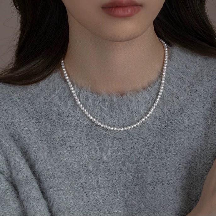 S911 Silver Simple Natural Freshwater Pearl Necklace Women's Light Luxury Temperament High Sense Fashion Versatile Collarbone Chain New