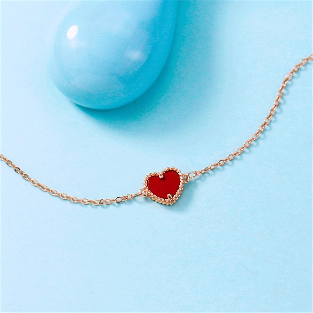Creatief Patroon Hol Hart Nieuw Rode Agaat Armband Koper Verguld Roségoud Eenvoudige En Veelzijdige Accessoires