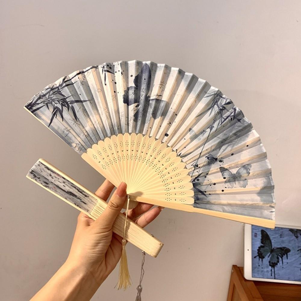with Tassel Folding Fan Art Craft Woman Fans Vintage Folding Hand Fan Gifts