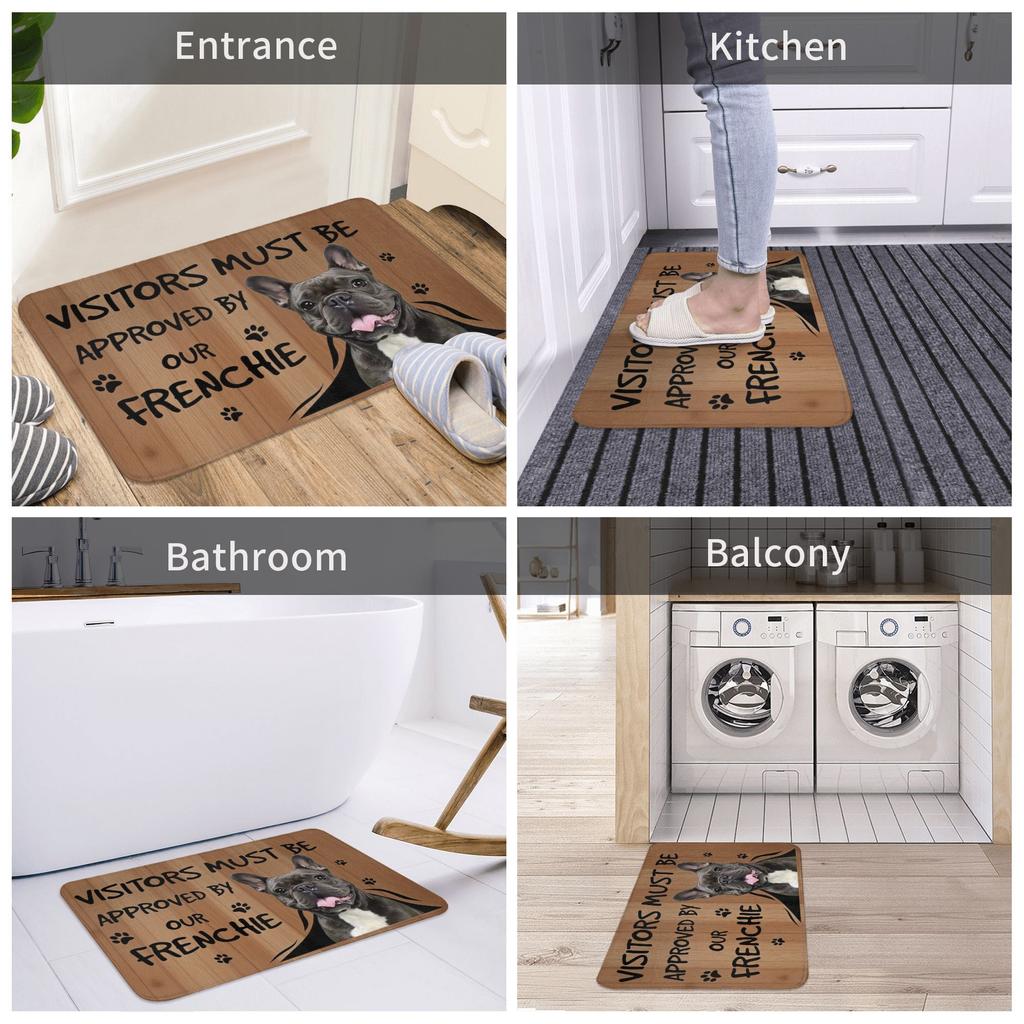 Frenchie Dogs Welcome Doormat Mat Anti-Slip  Kitchen Bathroom Toilet Rug Carpet 40*60cm
