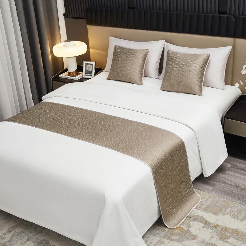 Einfarbiges Figurenmuster Bett-Handtuch Hotel Minimalistisch Doppelseitige Betten-Fahne Bettwäsche Läufer Zubehör Nachttischmatten Ferienwohnungen