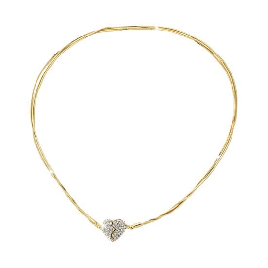 Yousheng Women Necklace Magnetic Broken Heart Pendant Rhinestone Three-layered Snake Bone Chain Prom Party Clavicle Necklace Weddings Jewelry