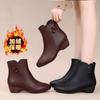 Autumn wear soft leather small short boots New winter velvet warm thickened medium single boots