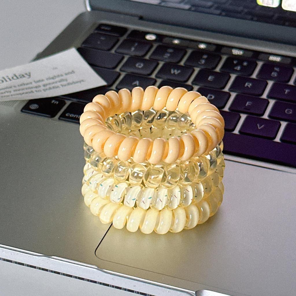 Korean Style Colorful Telephone Cord Hair Tie Set - High-End Elastic Hair Accessories for Women