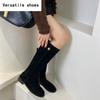 Vintage Flats Women Knee High Boots Fashion Side Zippers Shoes Autumn Winter Laides Concise Long Botas De Mujer