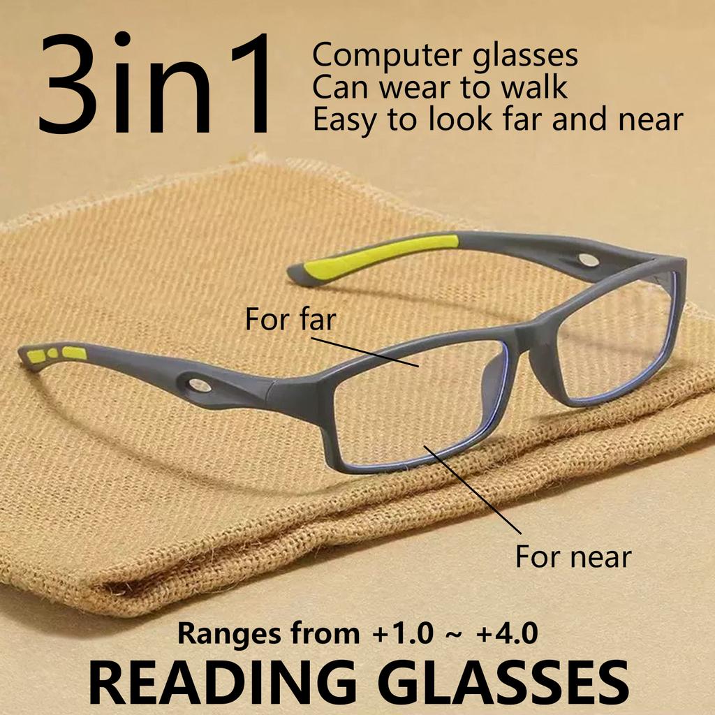 Sports Multifocal Photochromic Reading Glasses Full Frame Anti-Slip Ultralight Glasses From +1.0 To -+4.0