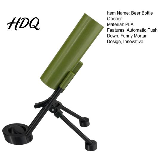 Automatic Beer Bottle Opener Mortar Push Down Funny Tactical Cap One Motion Launcher Hands-Free Lid Removal Tool for Bar Desk Decor Gifts Men Quick