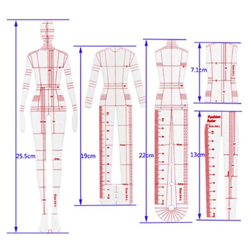 1 Set Women Fashion Drawing Ruler Figure Drawing Template for Fashion Design Fashion Sketch Template Female