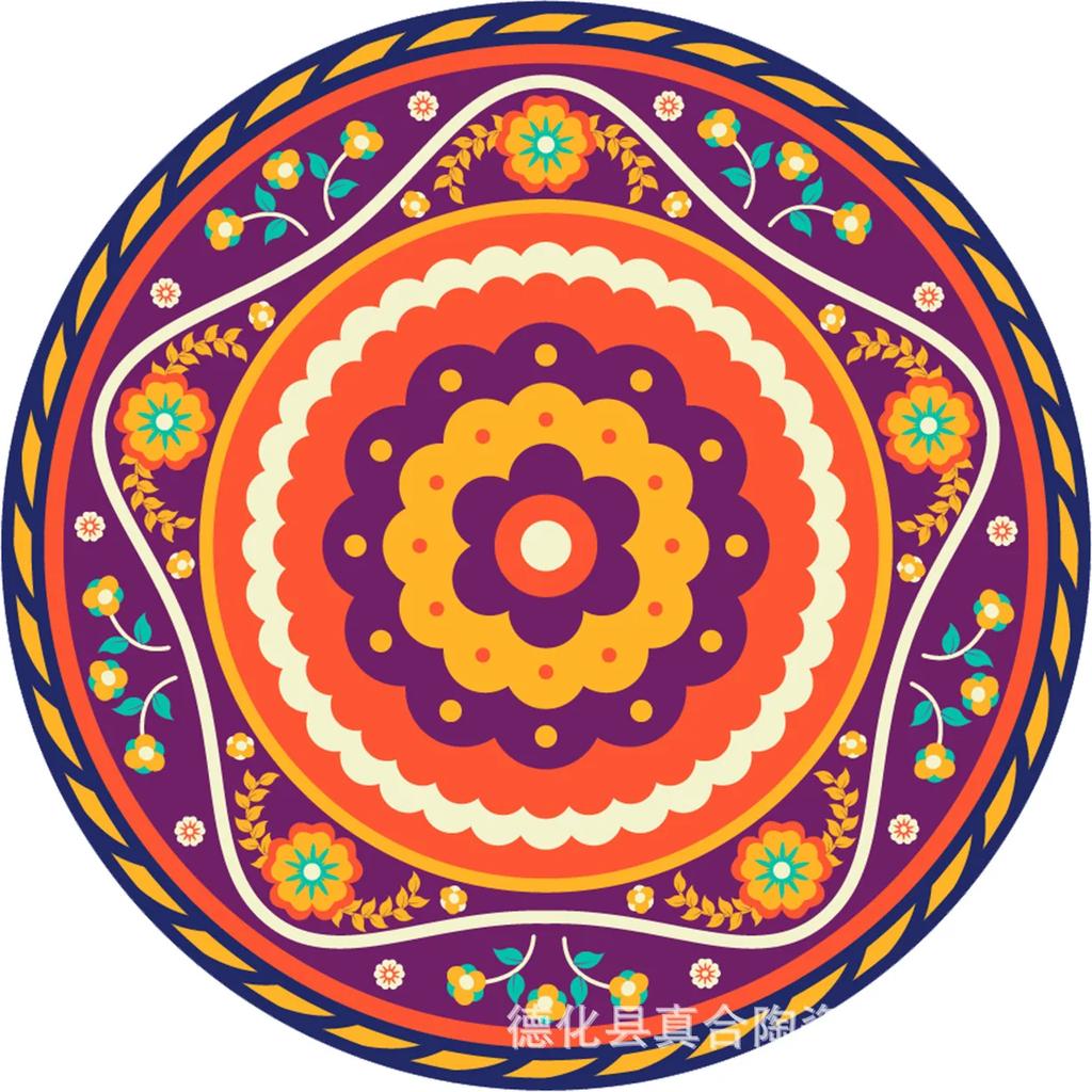 Mandala Flower Cup Coaster Round Ceramic Placemats Non-slip Tablemat Insulated Coasters Kitchen Decoration Tableware Home Decor