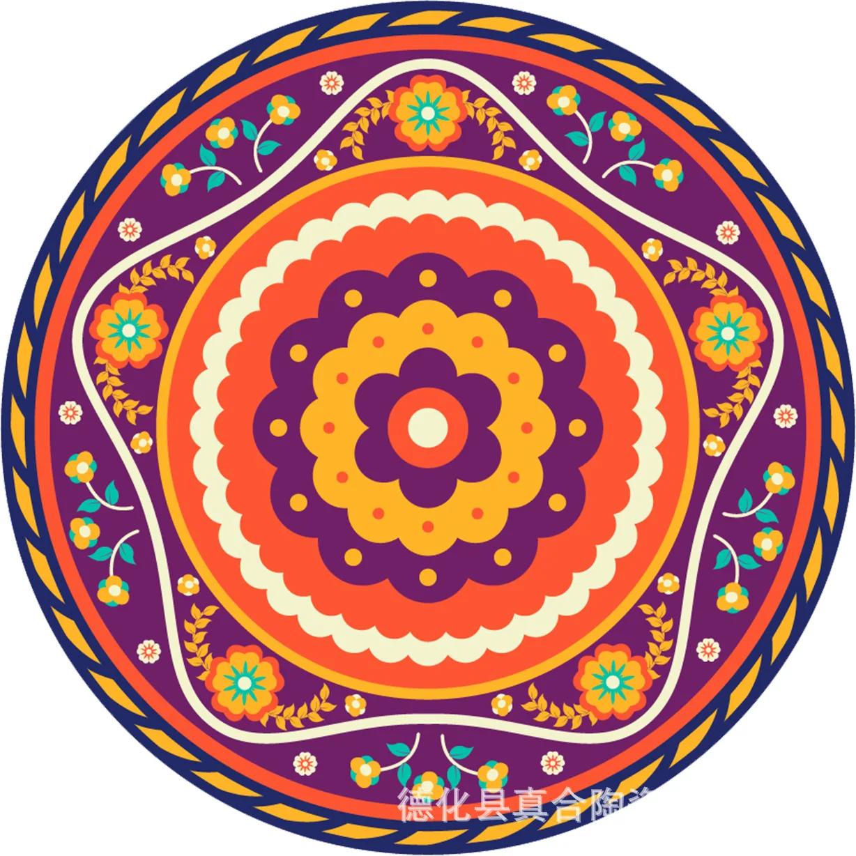 

Mandala Flower Cup Coaster Round Ceramic Placemats Non-slip Tablemat Insulated Coasters Kitchen Decoration Tableware Home Decor 10.4x10.4cm