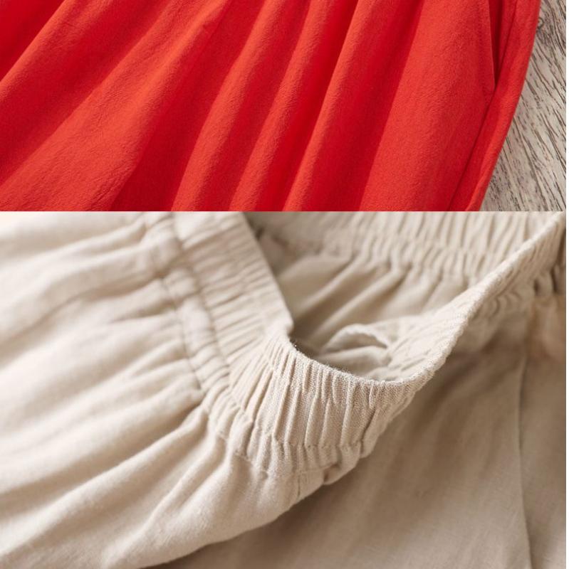 Bavlněné lněné kalhoty Léto Jednobarevné Prodyšné Bavlněné Lněné Široké nohavice Kalhoty Kalhoty Kalhoty s rovným rukávem Ženy Volné Běžné