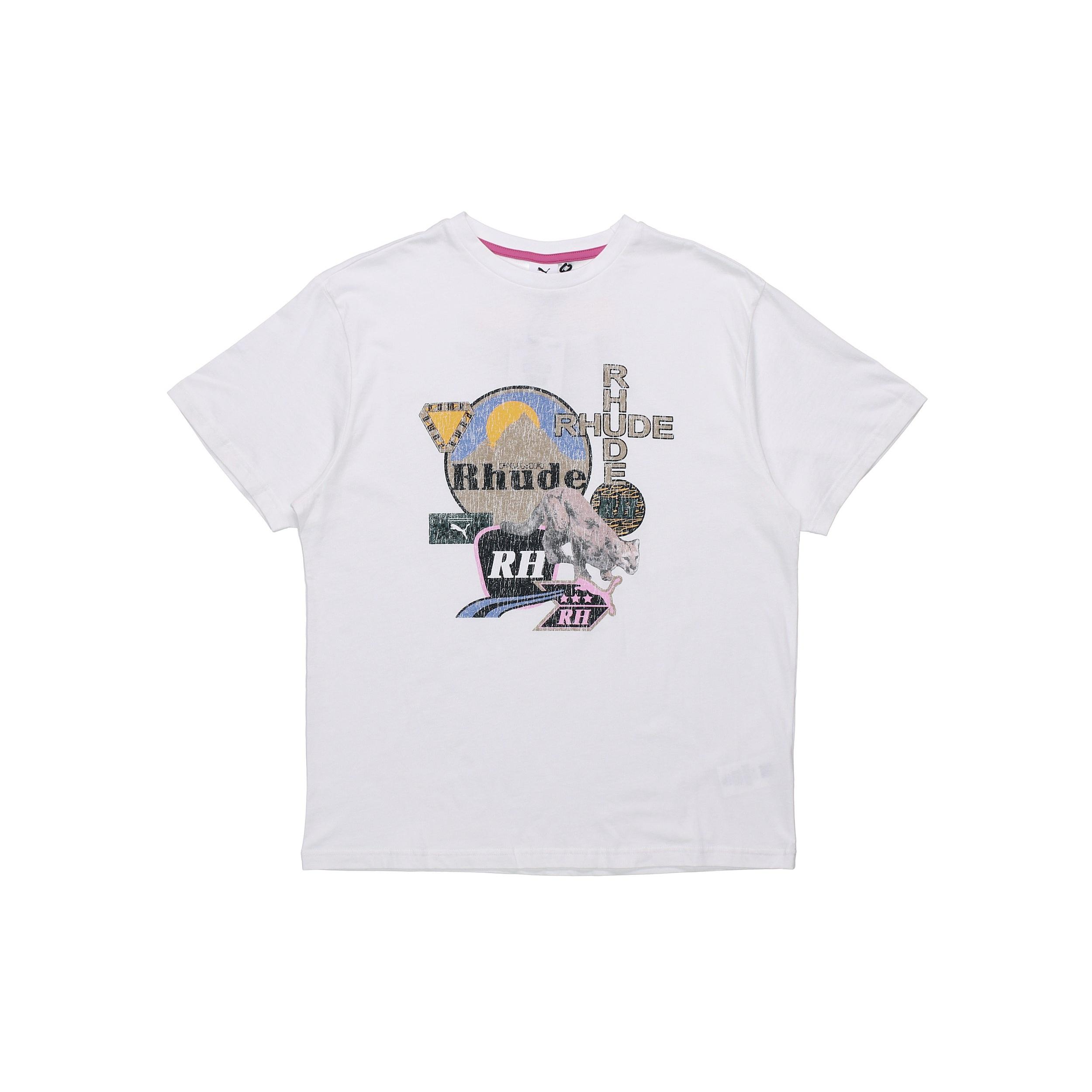 PUMA x RHUDE Graphic Tee Printed Short Sleeve TEE White Men s 596757-02 XS