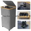 Rolling Bamboo Fabric Laundry Hamper with Detachable Wheels and Foldable Design