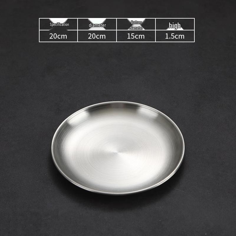 Stainless Steel Round Korean Style Matte Serving Plates