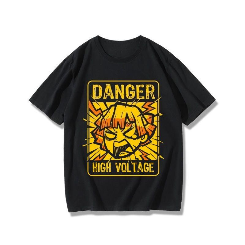 Demon Slayer Zenitsu Agatsuma Cartoon Print TShirt Men Pure Cotton Anime The Scream Collaboration Short Sleeve Tee S