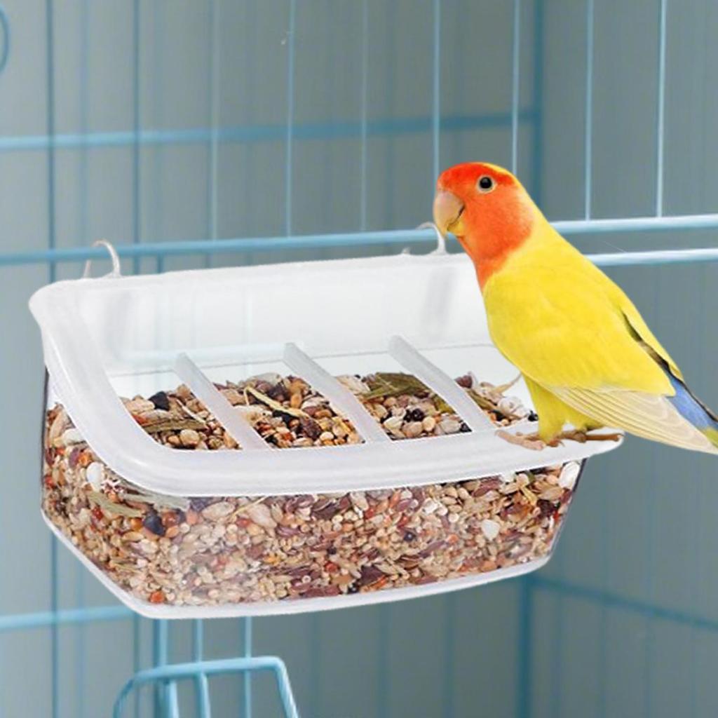 Parrot Feeder Container Easy To Install Splash Proof Bird Food Bowl Feeding Dish for Lovebirds Parakeets Other Birds Cockatiels