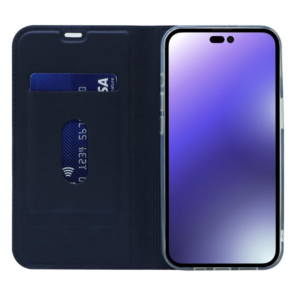 For iPhone 15 Pro Max PU Leather Stand Phone Cover Card Holder Magnetic Closing Case