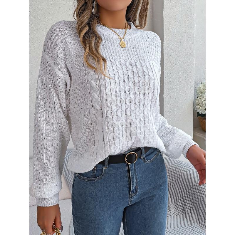 Women's Autumn and Winter Casual Solid Color Twist Lantern Sleeve Sweater