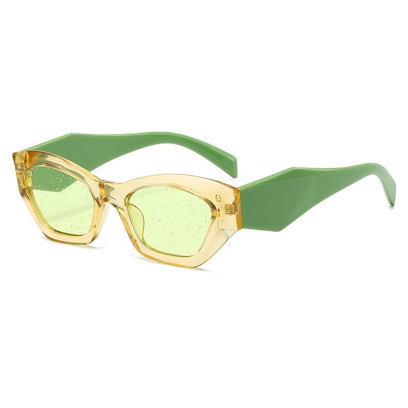 

Trendy Cat Eye Sunglasses With Uv Protection For Festivals And Summer Outings Champagne Green