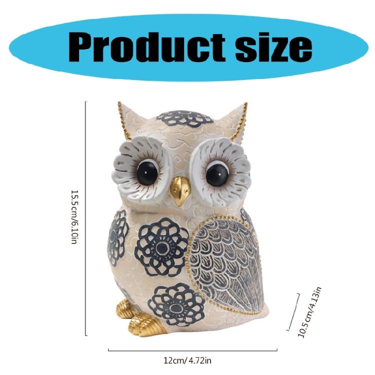 Artistic Owl Figure Statue In Resins with Flower Designs Sophisticated Home Decorative Ornament for Interior Decors