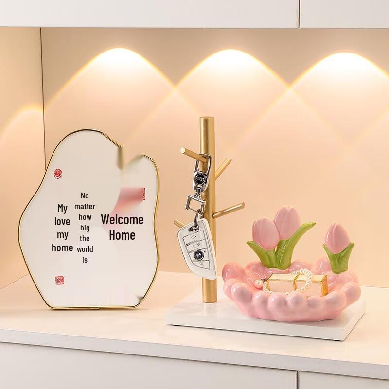 HANDUNYOU White Tulip & Rabbit Foyer Organizer