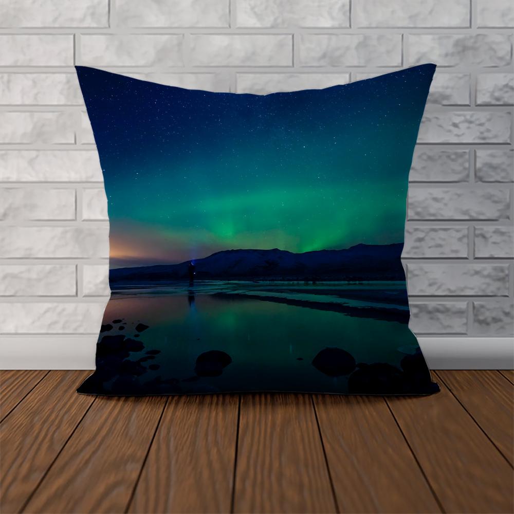 Polar Lights Pillow Case For Car Sofa Decorative Home Doublesided Print Plush Square Throw Pillow Cushion Cover