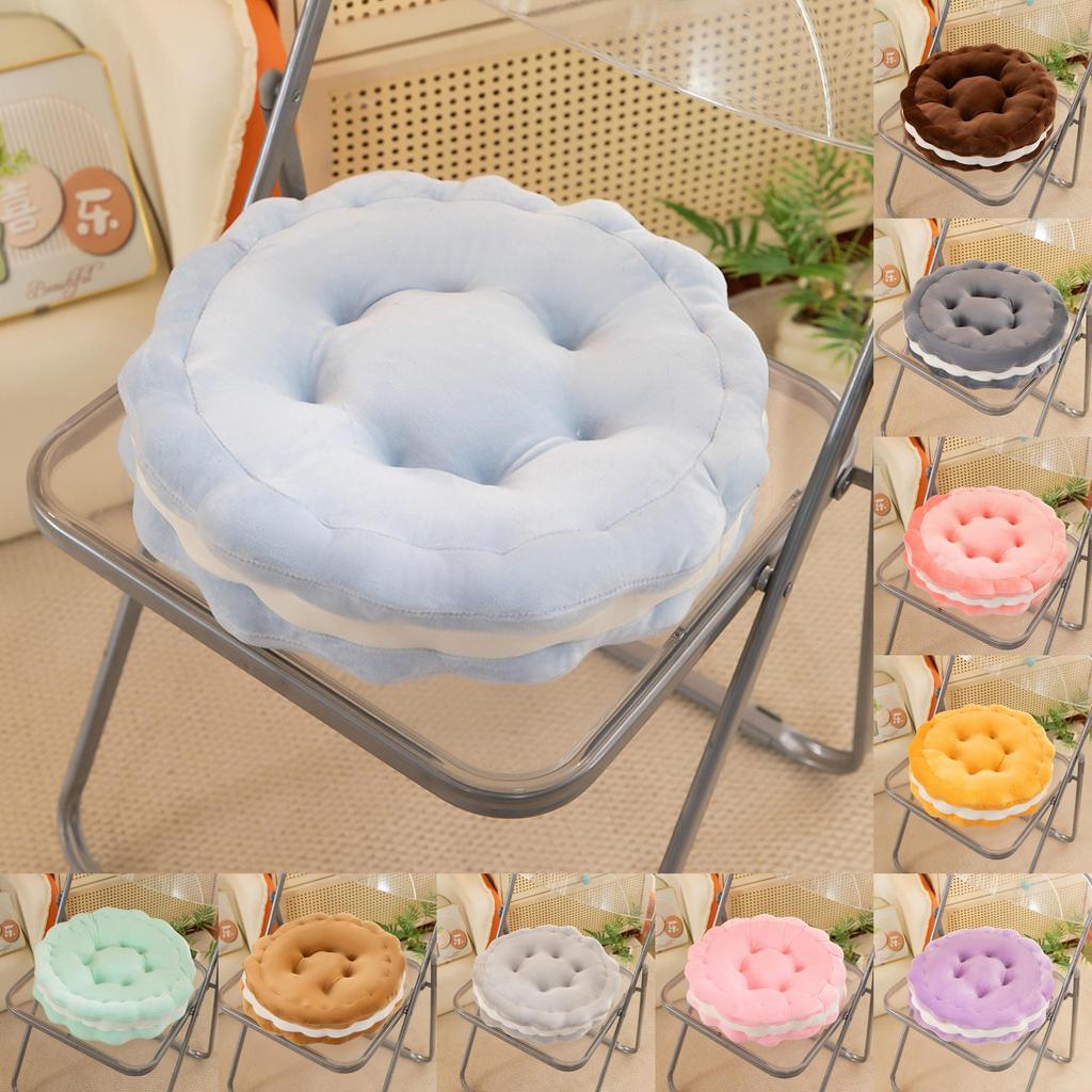 Round Plush Cookie Cushion With Pp Cotton Filling For Sofa Bed Office Napping Support