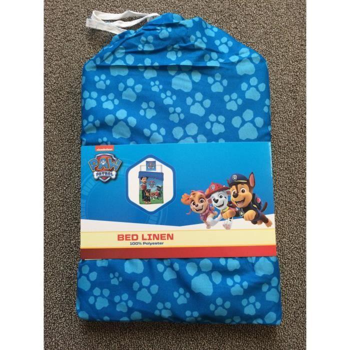 Parure de lit - Paw Patrol - Housse de couette + Taie d'oreiller - 140x200 cm - 100% Polyester - Sac assorti