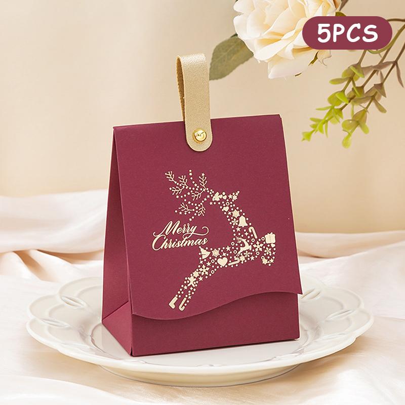 

5 шт. Коробка для рождественских подарков «Счастливого Рождества» для упаковки печенья и конфет, Рождественские подарочные пакеты