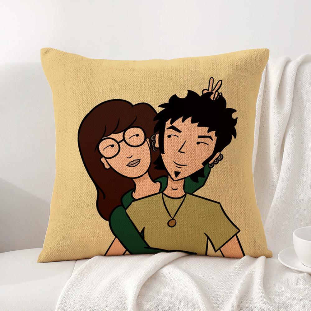 Cartoon D-Daria Cushion Cover Summer Coolness Linen Fabric Double-Sided Printing Pillow Case Sofa Home Decor Gift