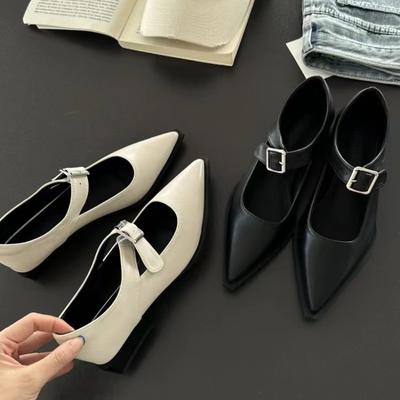 Frühling Sommer Spitzschuh Damen Mary Jane Schuhe Damenmode Elegant Niedrige Absatzschuhe Damen Lässige Gürtelschnallen Pumps