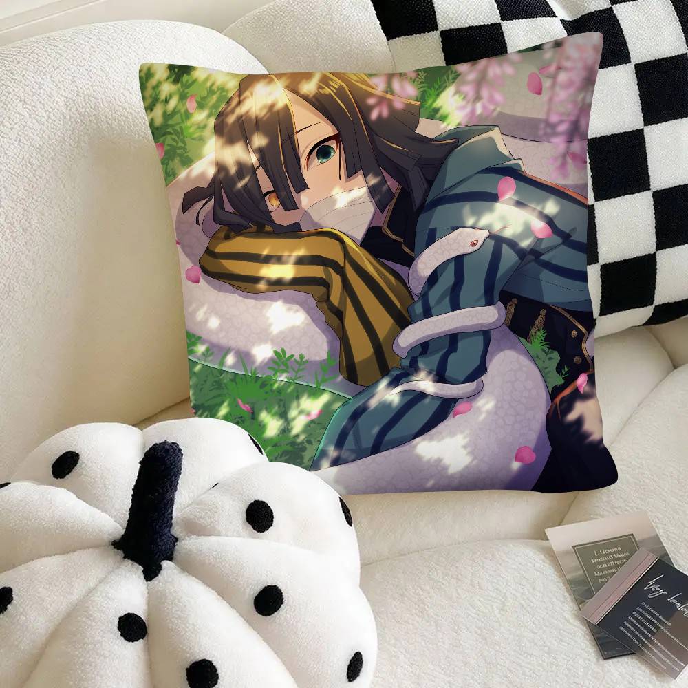 Anime Demon Slayer Obanai Iguro Kissenbezug Mode Quadratischer Kissenbezug Schlafzimmer Sofa Raum Ins Dekoration Freizeit