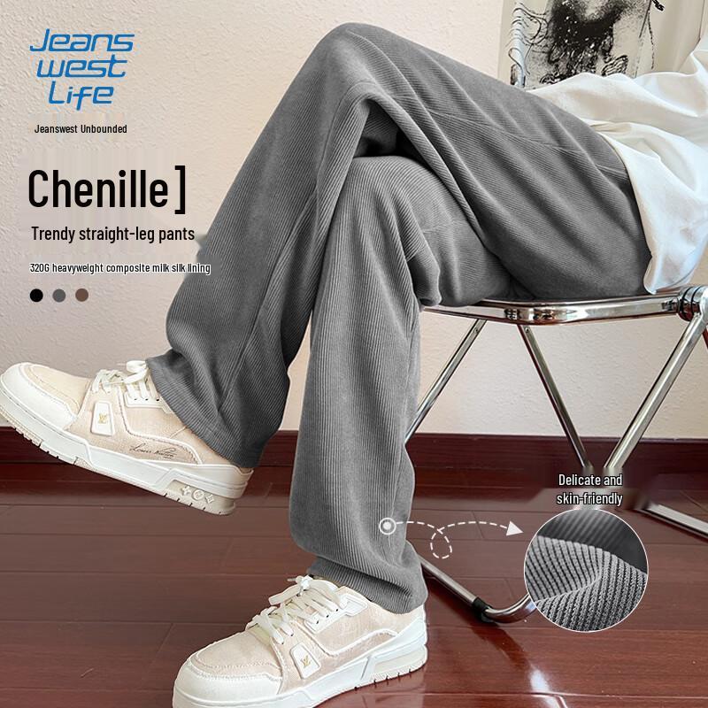 

JEANSWEST LIFE Men s Chenille Casual Straight-Leg Pants 3XL