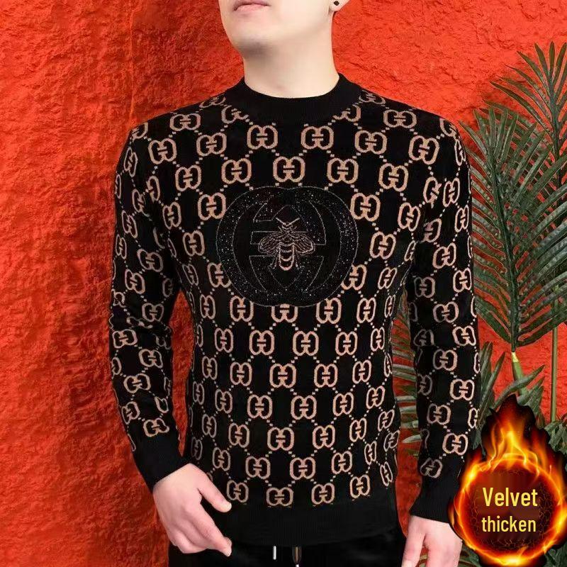 

Men s European Fashion Fleece-Lined Sweatshirt, Round Neck, Warm, Lightweight, Versatile, Trendy, Youthful, Casual Base Layer. L