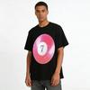 Gradient Pink No.7 Billiard Ball Print Casual T-Shirt Unisex Loose Trendy Crewneck Top Pure Cotton T-shirt